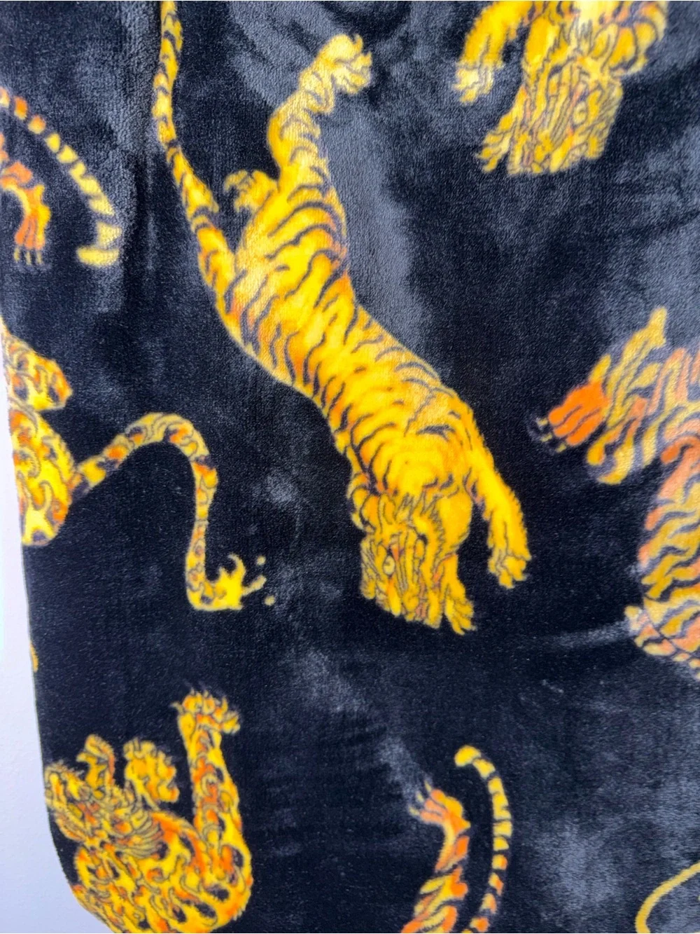 Ed Hardy Black & Yellow Tiger Print Kids Plush Throw